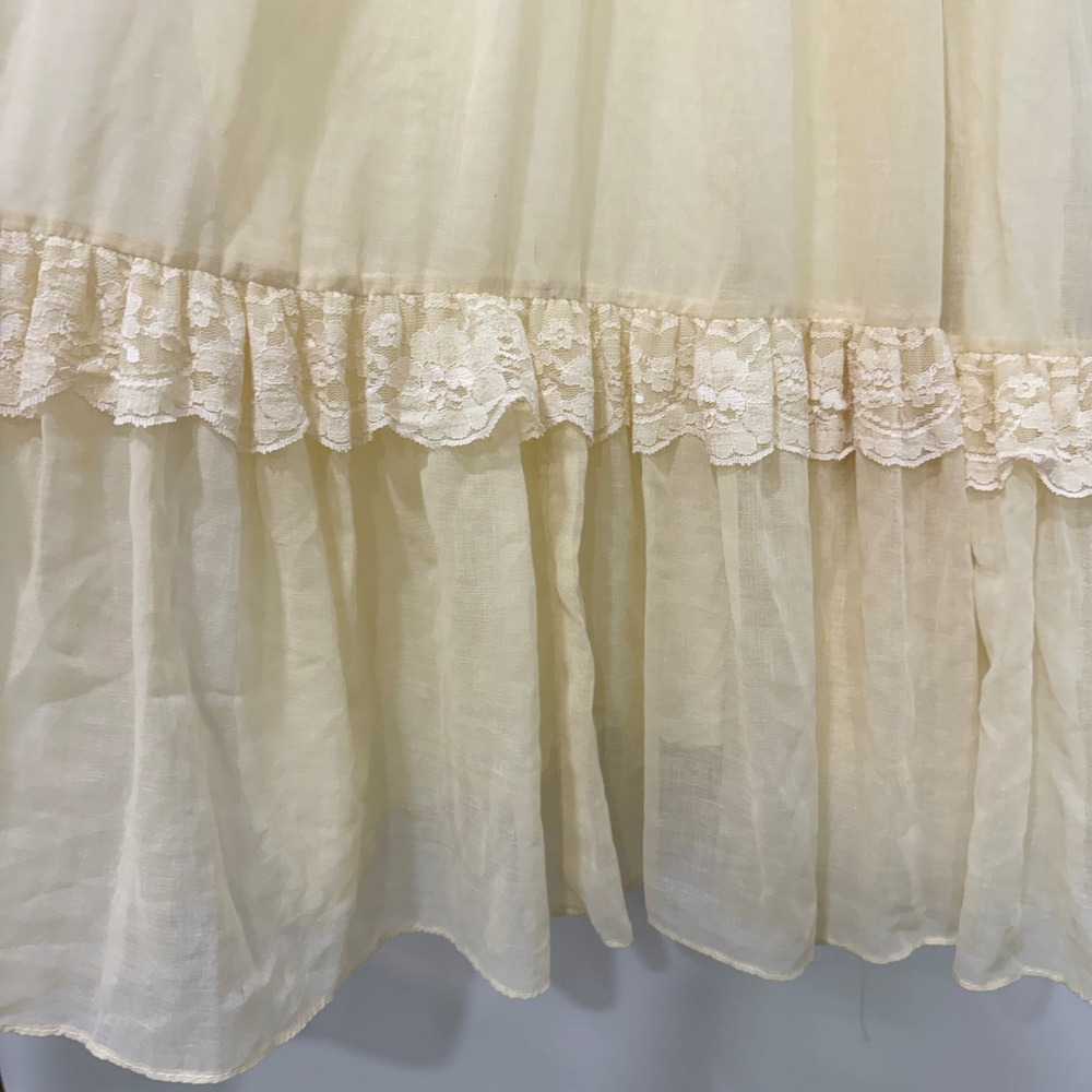 Vintage Gunne Sax Jessica Maxi Prairie Dress Lace Capelet Ivory Boho Size 13 - Picture 10 of 16